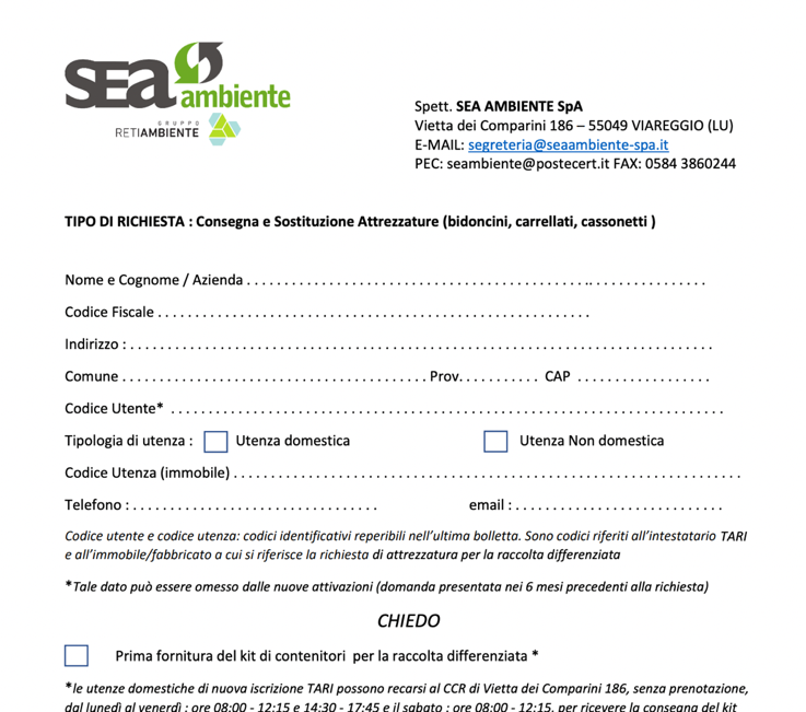 SEA Ambiente: application form